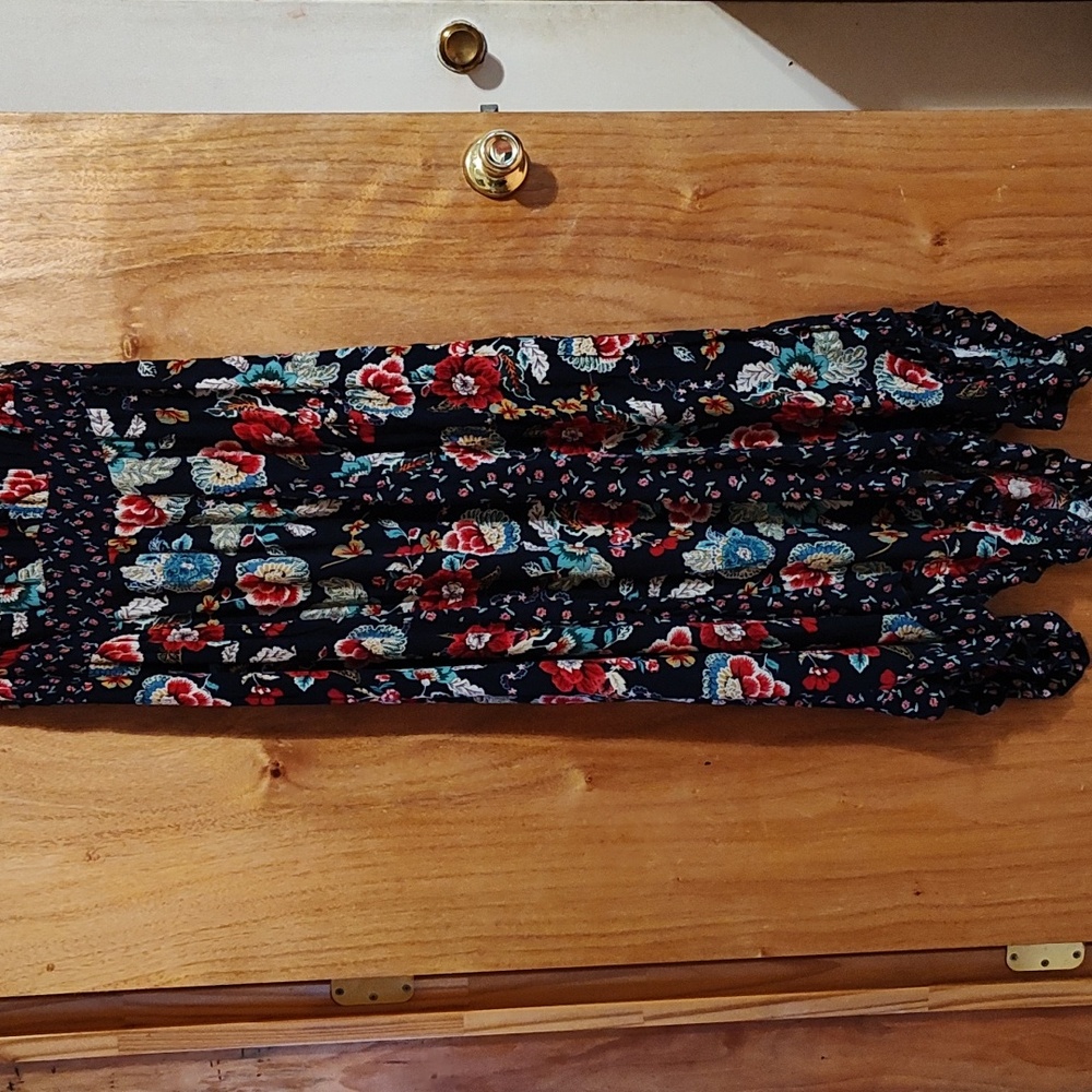 Bila Boho Sleeveless Fairycore Sundress Navy Mixed Floral Handkerchief Hem XXL - Picture 6 of 14